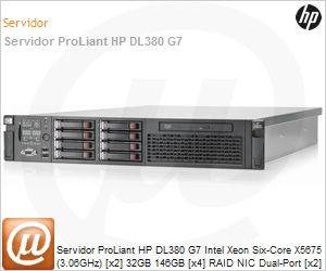 583914-B21 - Servidor ProLiant HP DL380 G7 Intel Xeon Six-Core X5675 (3.06GHz) [x2] 32GB 146GB [x4] RAID NIC Dual-Port [x2] Fonte Redundante [x2]