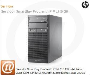 588713-205 - Servidor SmartBuy ProLiant HP ML110 G6 Intel Xeon Quad-Core X3430 (2.40GHz/1333MHz/8MB) 2GB 250GB SATA