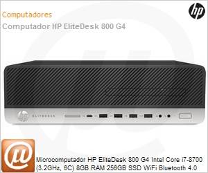 5FT62LA - Desktop-PC HP EliteDesk 800 G4 Intel Core i7-8700 (3.2GHz, 6C) 8GB RAM 256GB SSD WiFi Bluetooth 4.0 Windows 10 Professional SFF