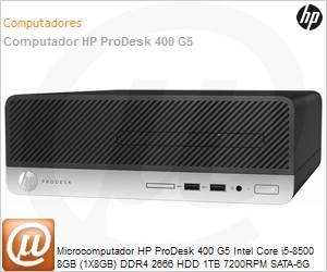 5JF22LA - Desktop-PC HP ProDesk 400 G5 Intel Core i5-8500 8GB (1X8GB) DDR4 2666 HDD 1TB 7200RPM SATA-6G 3.5 Windows 10 Professional SFF