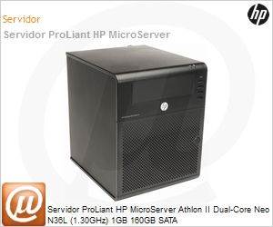 612275-201 - Servidor ProLiant HP MicroServer Athlon II Dual-Core Neo N36L (1.30GHz) 1GB 160GB SATA