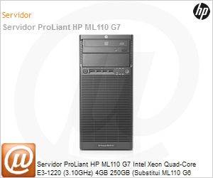639264-205 - Servidor ProLiant HP ML110 G7 Intel Xeon Quad-Core E3-1220 (3.10GHz) 4GB 250GB (Substitui ML110 G6 588713-205)