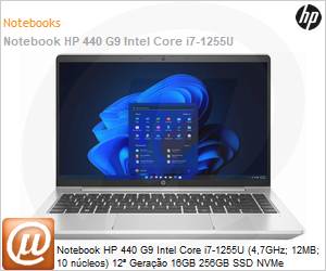 839X1LA - Notebook HP 440 G9 Intel Core i7-1255U (4,7GHz; 12MB; 10 ncleos) 12 Gerao 16GB 256GB SSD NVMe Windows 11 Pro 