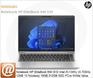 963B7EC - Notebook HP EliteBook 640 G10 Intel i5-1345U (4,70GHz 12MB 10 Ncleos) 16GB 512GB SSD PCIe NVMe Value Windows 11 Pro 