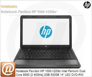 C1C21LA - Notebook Pavilion HP 1000-1220br Intel Pentium Dual Core B890 (2.40GHz) 2GB 500GB 14" LED DVD-RW Windows 8 SL Wi-Fi N WebCam HDMI