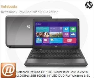 C1C22LA - Notebook Pavilion HP 1000-1230br Intel Core i3-2328M (2.20GHz) 2GB 500GB 14" LED DVD-RW Windows 8 SL Wi-Fi N WebCam HDMI