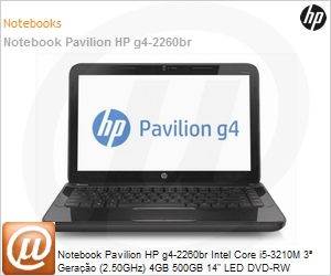 C1C36LA - Notebook Pavilion HP g4-2260br Intel Core i5-3210M 3 Gerao (2.50GHz) 4GB 500GB 14" LED DVD-RW Windows 8 Wi-Fi N Bluetooth WebCam HDMI USB 3.0