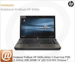 LE761LT - Notebook ProBook HP 4425s Athlon II Dual-Core P360 (2.30GHz) 2GB 320GB 14" LED DVD-RW Windows 7 Professional Wi-Fi N Bluetooth WebCam HDMI