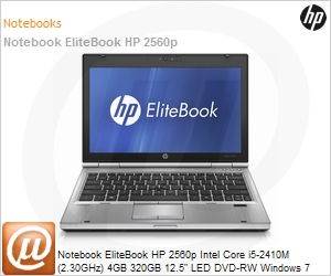 LJ458LA - Notebook EliteBook HP 2560p Intel Core i5-2410M (2.30GHz) 4GB 320GB 12.5" LED DVD-RW Windows 7 Professional 64 Wi-Fi N Bluetooth