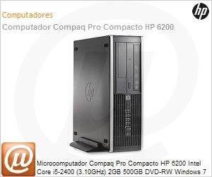 LK594LT - Desktop-PC Compaq Pro Compacto HP 6200 Intel Core i5-2400 (3.10GHz) 2GB 500GB DVD-RW Windows 7 Professional SFF