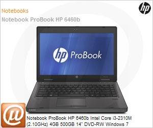 LR981LT - Notebook ProBook HP 6460b Intel Core i3-2310M (2.10GHz) 4GB 500GB 14" DVD-RW Windows 7 Professional 64 Wi-Fi WebCam