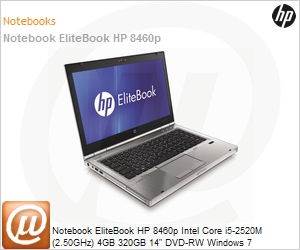 LR989LT - Notebook EliteBook HP 8460p Intel Core i5-2520M (2.50GHz) 4GB 320GB 14" DVD-RW Windows 7 Professional 64 Wi-Fi WebCam