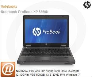 LZ005LT - Notebook ProBook HP 6360b Intel Core i3-2310M (2.10GHz) 4GB 500GB 13.3" DVD-RW Windows 7 Professional 64 Wi-Fi