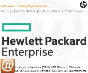 P46216-B21 - Licena por hardware [OEM] HPE Microsoft Windows Server 2022 CAL 5 Devices ROK WW LTU (Normalmente por encomenda) 