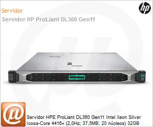 P52499-B21-0081 - Servidor HPE ProLiant DL360 Gen11 Intel Xeon Silver Icosa-Core 4416+ (2,0Hz; 37,5MB; 20 ncleos) 32GB 1.2TB [x2] 