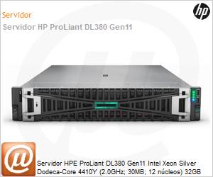 P52534-B21-0063 - Servidor HPE ProLiant DL380 Gen11 Intel Xeon Silver Dodeca-Core 4410Y (2.0GHz; 30MB; 12 ncleos) 32GB 1.2TB HD [x2] 