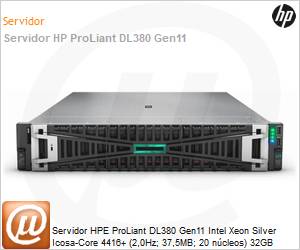 P52534-B21-0064 - Servidor HPE ProLiant DL380 Gen11 Intel Xeon Silver Icosa-Core 4416+ (2,0Hz; 37,5MB; 20 ncleos) 32GB 480GB SSD [x2] 