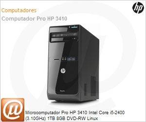 QT030AV - Desktop-PC Pro HP 3410 Intel Core i5-2400 (3.10GHz) 1TB 8GB DVD-RW Linux