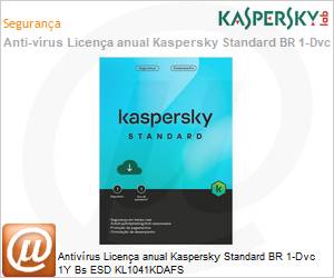 KL1041KDAFS-B - Antivrus Licena anual Kaspersky Standard BR 1-Dvc 1Y Bs ESD KL1041KDAFS
