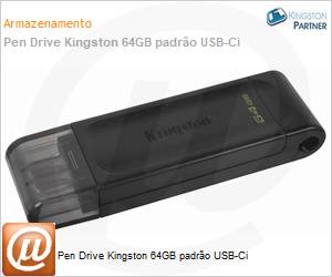 DT70/64GB - Pen Drive Kingston 64GB padro USB-Ci