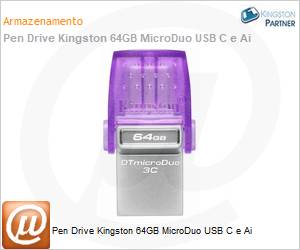 DTDUO3CG3/64GB - Pen Drive Kingston 64GB MicroDuo USB C e Ai