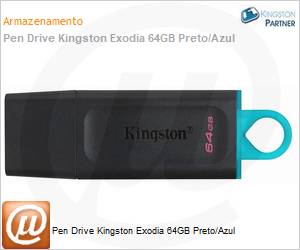 DTX/64GB - Pen Drive Kingston Exodia 64GB Preto/Azul