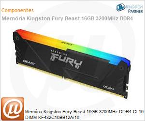 KF432C16BB12A16 - Memria Kingston Fury Beast 16GB 3200MHz DDR4 CL16 DIMM KF432C16BB12A/16 