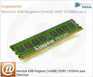 KVR1333D3N9/4G - Memria 4GB Kingston [1x4GB] DDR3 1333MHz para Desktops