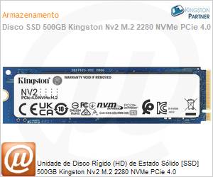 SNV2S/500G - Unidade de Disco Rgido (HD) de Estado Slido [SSD] 500GB Kingston NV2 M.2 2280 NVMe PCie 4.0 Garantia 3 Anos