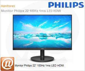 221V8LB - Monitor Philips 22" 100Hz 1ms LED HDMI 