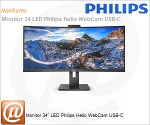 346P1CRH - Monitor 34" LED Philips Hello WebCam USB-C 