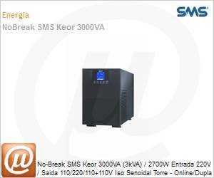 28260 - No-Break SMS Keor 3000VA (3kVA) / 2700W Entrada 220V / Saida 110/220/110+110V Iso Senoidal Torre - Online/Dupla Converso