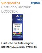 Cartucho de tinta original Brother LC3039BK Preto 6K (Figura somente ilustrativa, no representa o produto real)