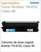 Cartucho de toner original Brother TN-413C Ciano 4K  (Figura somente ilustrativa, no representa o produto real)