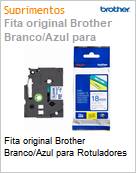 Fita original Brother Branco/Azul para Rotuladores (Figura somente ilustrativa, no representa o produto real)