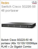 Switch Cisco SG220-50 48 portasw (48x 10/100/1000Mbps RJ45 + 2x Gigabit Combo RJ45 ou SFP 1G)  (Figura somente ilustrativa, no representa o produto real)