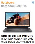 Notebook Dell G15 Intel Core i5-13450HX NVIDIA RTX 3050 16GB 512GB SSD Windows 11 Pro  (Figura somente ilustrativa, no representa o produto real)