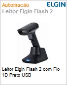 Leitor Elgin Flash 2 com Fio 1D Preto USB (Figura somente ilustrativa, no representa o produto real)