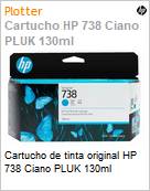 Cartucho de tinta original HP 738 Ciano PLUK 130ml (Figura somente ilustrativa, no representa o produto real)