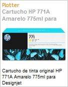 Cartucho de tinta original HP 771A amarelo PLUK 775ml  (Figura somente ilustrativa, no representa o produto real)