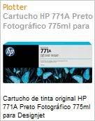 Cartucho de tinta original HP 771A Preto Fotogrfico 775ml para DesignJet  (Figura somente ilustrativa, no representa o produto real)