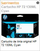 Cartucho de tinta original HP 72 130ML Cyan  (Figura somente ilustrativa, no representa o produto real)