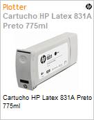 Cartucho de tinta original HP 831A Latex Preto 775ml  (Figura somente ilustrativa, no representa o produto real)