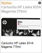Cartucho de tinta original HP 831A Latex Magenta 775ml  (Figura somente ilustrativa, no representa o produto real)