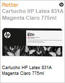 Cartucho de tinta original HP 831A Latex Magenta Claro 775ml  (Figura somente ilustrativa, no representa o produto real)