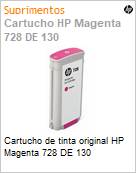 Cartucho de tinta original HP Magenta 728 DE 130 (Figura somente ilustrativa, no representa o produto real)