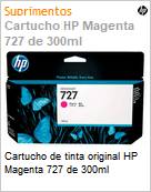 Cartucho de tinta original HP Magenta 727 de 300ml  (Figura somente ilustrativa, no representa o produto real)