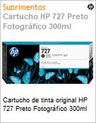 Cartucho de tinta original HP 727 Preto Fotogrfico 300ml  (Figura somente ilustrativa, no representa o produto real)