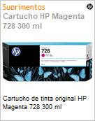Cartucho de tinta original HP Magenta 728 300 ml (Figura somente ilustrativa, no representa o produto real)