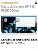 Cartucho de tinta original HP 746 Ciano PLUK 300ml (Figura somente ilustrativa, no representa o produto real)